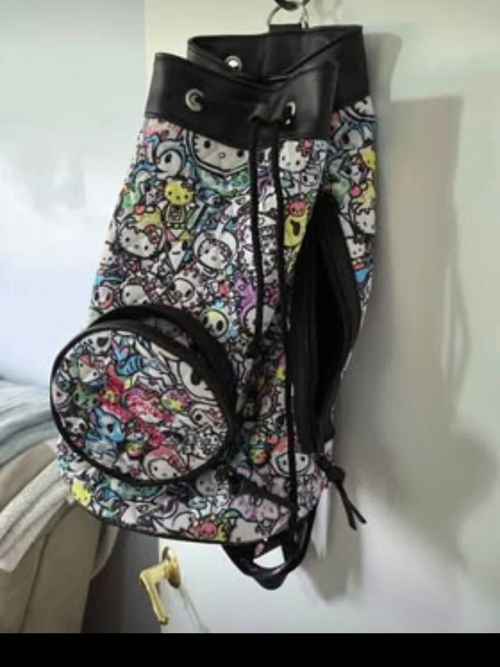 Tokidoki Hello Kitty Drawstring Bucket Bag with Front Pouch